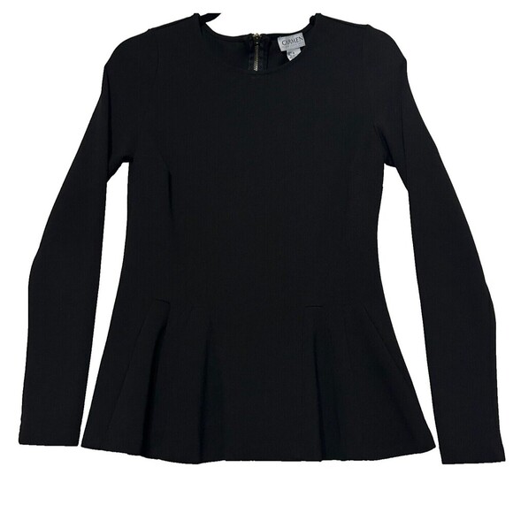 2/$30 Carmen Marc Valvo Black Peplum Top Size S Minimalism Preppy Y2K Office - Picture 1 of 10